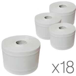 Mirus Eco Point, Упаковка 18шт. х 1 рул., туалетная бумага целлюлозная Мирус, двухслойная, 90 м, 642 отрыва, 95х140 мм, на втулк