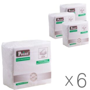 Mirus Eco Point Упаковка 6 шт. х 400 шт., Салфетки для сервировки стола Мирус, однослойные, белые, 22х24 см