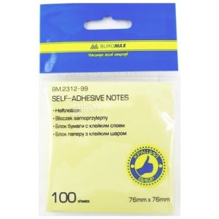 Buromax, 100 листов, Буромакс, Бумага для заметок, ассорти, с клеевым слоем, 76х76 мм