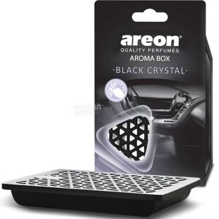 Areon Aroma Box Black Crystal, 74 г, Ароматизатор воздуха для автомобиля Ареон, под сиденье, Черный кристалл