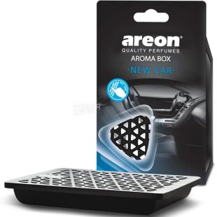 Areon Aroma Box New Car, 74 г, Ароматизатор воздуха для автомобиля Ареон, под сиденье, Новый автомобиль