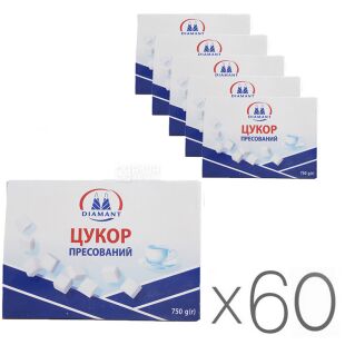 Diamant, Упаковка 60 шт. х 750 г, Сахар-рафинад Диамант, белый прессованый