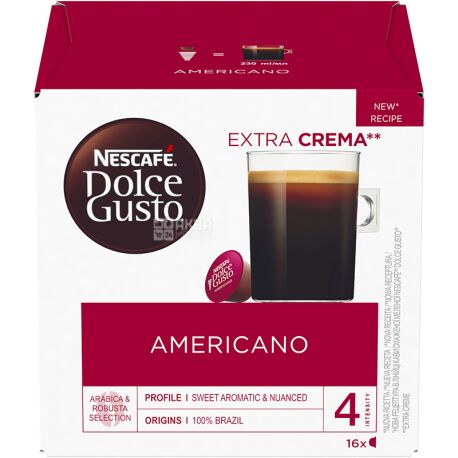 Nescafe Dolce Gusto Americano, 16 шт., Кава Нескафе Американо, світлого обсмаження, в капсулах