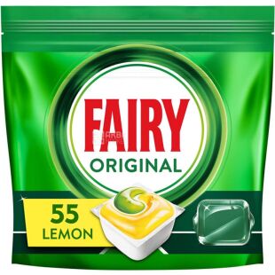 Fairy Original, 55 шт., Таблетки для посудомоечных машин Фейри, Лимон