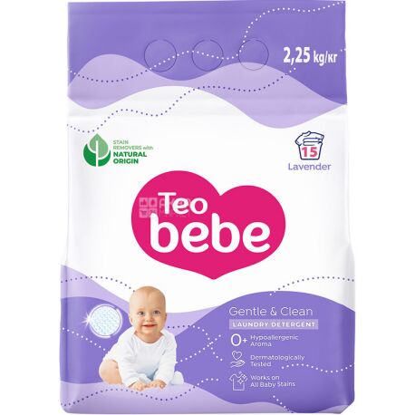 Teo bebe, 2,25 кг, Порошок пральний для дитячих речей, Лаванда