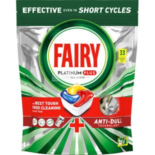 Fairy Platinum Plus, 33 шт., Таблетки для посудомоечных машин Фейри Платина