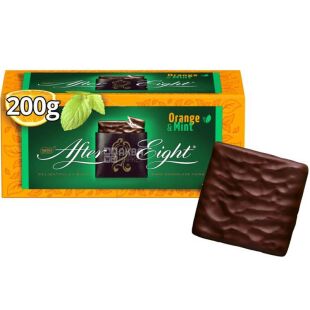 After Eight Orange Mint, 200 г, Афтэ Эйт, Шоколадные конфеты в черном шоколаде с мятной начинкой со вкусом апельсина