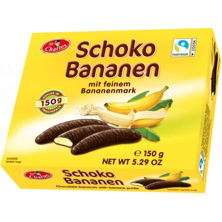 Banana Marshmallow in Chocolate, 150 g, TM Sir Charles