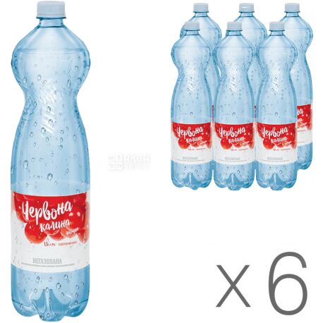 Красная калина, 1,5 л, Упаковка 6 шт., Вода минеральная негазированная, ПЭТ