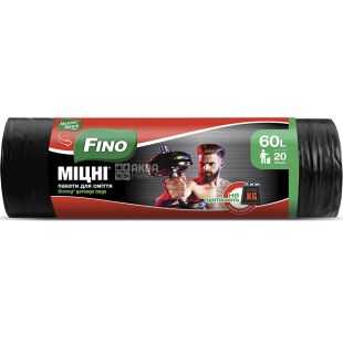 Fino Прочные, 20 шт., 60 л, Пакеты для мусора, 60х70 см