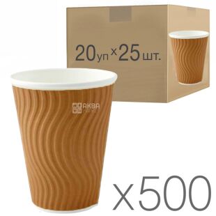 Гофростакан паперовий коричневий, 250 мл, Упаковка 20 шт. х 25 шт, D80