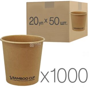 Стакан паперовий, Бамбук, одношаровий, 110 мл, Упаковка 20 шт. х 50 шт., D60