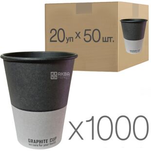 Graphite cup, Стакан бумажный двухцветный, 400 мл, Упаковка 20 шт. х 50 шт., D90