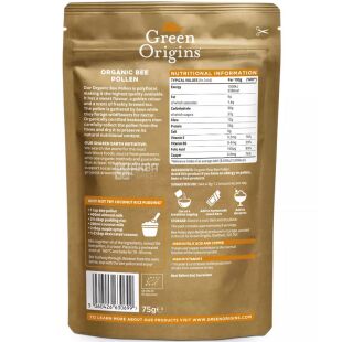 Green Origins, 75 г, Пчелиная пыльца, органический