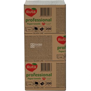 Ruta Professional, 200 листов, Полотенца бумажные Рута, 2-х слойные, Z-сложения, белые, 230х225 мм
