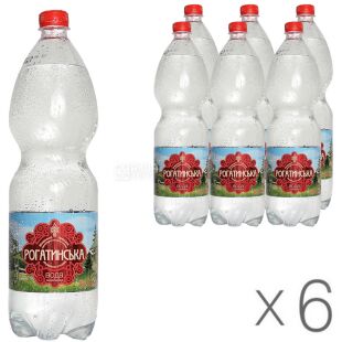 Рогатинская, Упаковка 6 шт. х 1.5 л, Вода минеральная сильногазированная, ПЭТ
