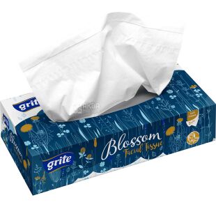 Grite Blossom, 80 шт., Серветки косметичні Гріте, 2-шарові