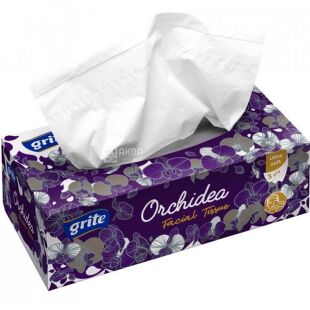 Grite Orchidea, 100 шт., Серветки косметичні Гріте Орхідея, 3-шарові