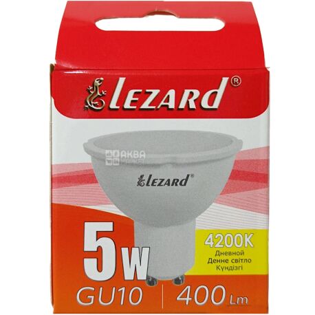 Lezard, Лампа світлодіодна, цоколь GU10, 5W, 4200K, 220V, денне світло, 400lm