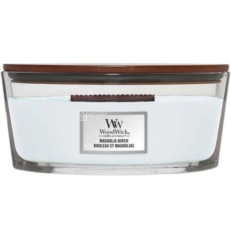 WoodWick Magnolia Birch, 453 г, Свеча ВудВик с ароматом магнолии и березы, до 80 часов горения