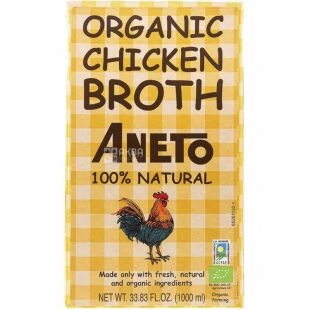 Aneto, Organic Chicken Broth, 1 л, Бульон куриный, органический