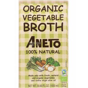 Aneto, Organic Vegetable Broth, 1 л, Бульон овощной, органический