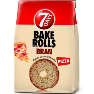 7 Days Bake Rolls Brain, 80 г, Сухарики с отрубями со вкусом пиццы