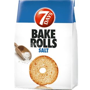 7Days Bake Rolls Salt, 80 г, Сухарики с солью