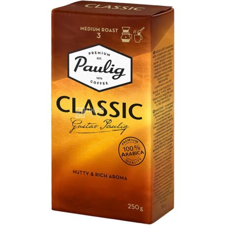 Paulig Classic, 250 г, Кофе Паулиг Классик, средней обжарки, молотый