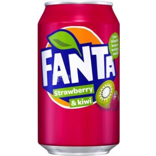 Fanta Strawberry-Kiwi,0,33 л, Напій газований Полуниця-Ківі Фанта, ж/б