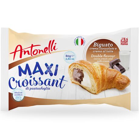 Antonelli Maxi Croissant Cocoa cream and milk cream, 80 g, Antonelli, Maxi  Croissant with milk chocolate filling - buy Croissants in Kyiv, water  delivery AquaMarket