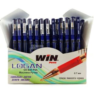 Win Logan, 1 шт., Ручка шариковая на масляной основе, с резиновым держателем, синяя, 0,7 мм