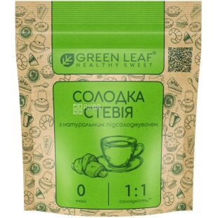 Green Leaf, 100 г, Грин Лиф, Сладкая стевия 1:1 с натуральным подсластителем, 0 ккал