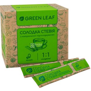 Green Leaf, 50 шт. х 4 г, Грин Лиф, Сладкая стевия 1:1 с натуральным подсластителем, в стиках, 0 ккал