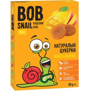 Bob Snail Stripe, 60 г, Конфеты натуральные Манго-Яблоко Боб Снейл Страйп, без сахара