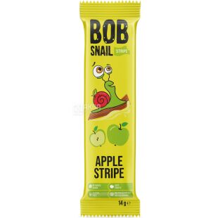 Bob Snail Stripe, 14 г, Конфета натуральная Яблоко Боб Снейл Страйп, без сахара