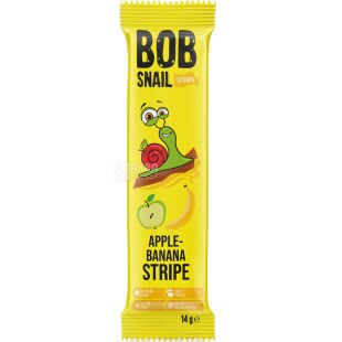 Bob Snail Stripe, 14 г,  Цукерка натуральна Яблуко-Банан Боб Снейл Страйп, без цукру