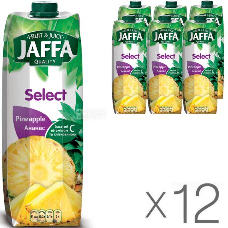 Jaffa, Select, Ананасовый, Упаковка 12 шт. x 0.95 л, Джаффа, Нектар натуральный