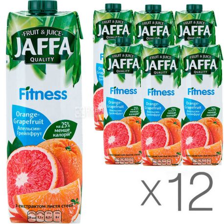 Jaffa, Fitness, Апельсин-грейпфрут, Упаковка 12 шт. x 0.95 л, Джаффа, Нектар натуральный