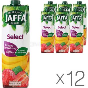 Jaffa Select, Упаковка 12 шт. x 0.95 л, Нектар натуральний Банан-полуниця Джаффа