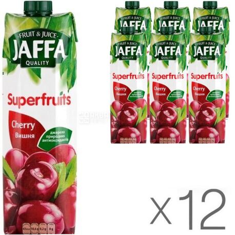 Jaffa, Superfruits, Вишневий, Упаковка 12 шт. по 0.95 л, Джаффа, Нектар натуральний