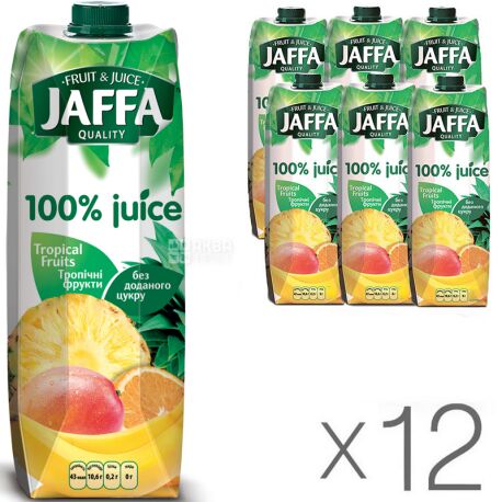 Jaffa, Tropical Fruits, Тропические фрукты, Упаковка 12 шт. x 0.95 л, Джаффа, Сок 100% натуральный