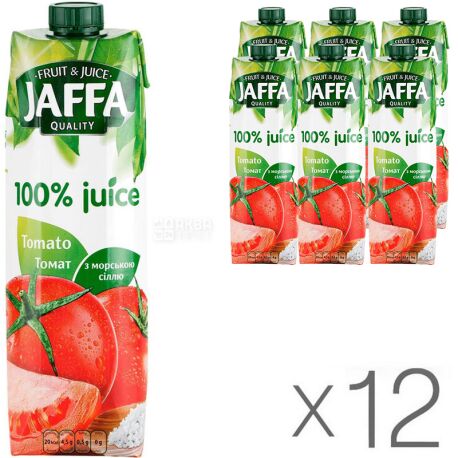 Jaffa, Tomato, Упаковка 12 шт. x 0.95 л, Джаффа, Томатний сік з морською сіллю