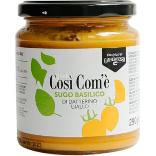 Cosi' Com'e', Datterino, 290 г, Соус из желтых томатов Чери Даттерино, с базиликом, стекло