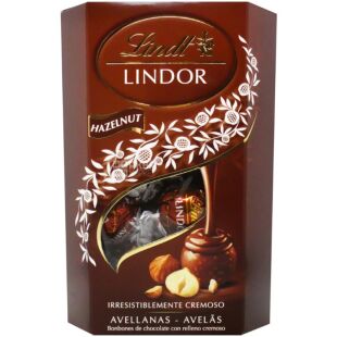 Lindt Lindor Hazelnut Cornet, 200 г, Цукерки з  молочного шоколаду та шматочками лісового горіха, Ліндт Ліндор