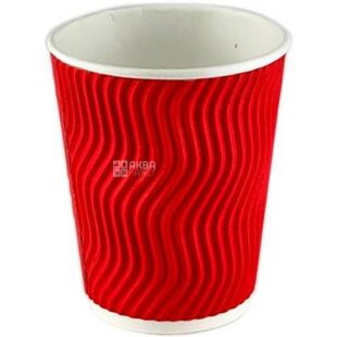 Стакан паперовий гофрований, червоний, 110 мл, 20 шт., D60