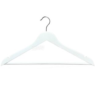 Мой дом EveryDay, 1 шт., Вешалка для одежды деревянная с перекладиной, белая, 44,5 х 23 х 1,2 см