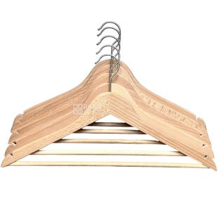 Viland, 5 шт., Віланд, Набір вішаків дерев'яних з поперечиною, 44 х 1.3 см