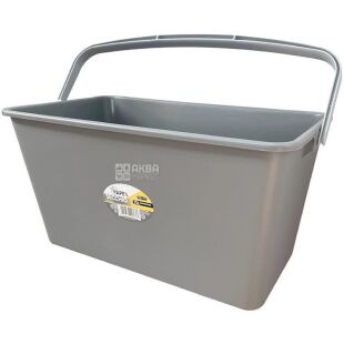 Apex, 15 л, Апекс, Ведро прямоугольное для швабры, пластиковое, серое, 26x44x22 с