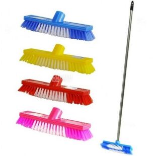 Zambak Plastik, 1 шт., Замбак, Щітка для підлоги жорстка 26 см + палиця, 120 см, в асортименті